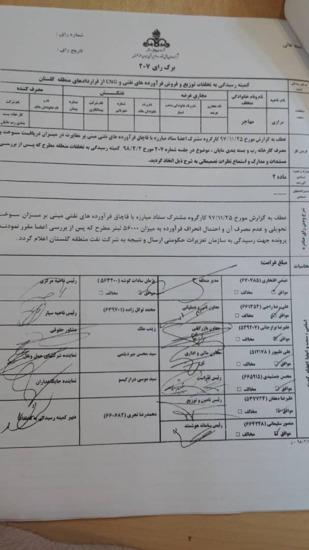 قاچاق سوخت از جعل موافقت نامه های پیمانکاری تا حسین مهاجر بسطامی!!/ مطالبه از رئیس کل انقلابی و تلاشگر دادگستری گلستان داد+سند