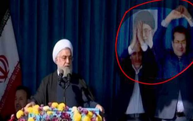 رفتار عجیب ۲ نفر از همراهان روحانی+فیلم