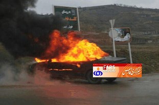 حریق خودروی پژو در بلوار صیاد شیرازی گرگان/ راننده مصدوم و به بیمارستان منتقل شد