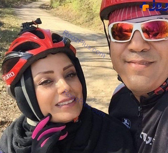 دوچرخه سواری خانم مجری و همسر خواننده اش+عکس 