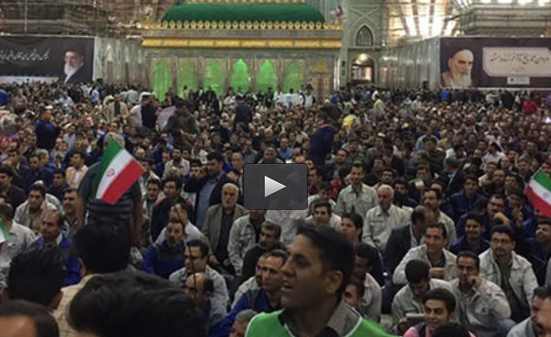 فیلم/ شعار «عزا عزاست» کارگران حین سخنرانی روحانی