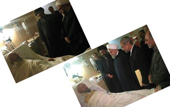 عیادت رئیس جمهور و نماینده رهبر معظم انقلاب از آیت الله نورمفیدی + عکس