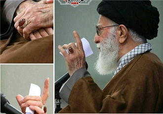 انگشتر اهدایی جوانان انقلابی در دستان رهبر+عکس