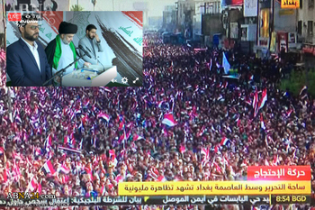 تظاهرات هواداران صدر در بغداد/ مقتدی صدر: از تهدید به قتل نمی‌ترسیم + تصاویر