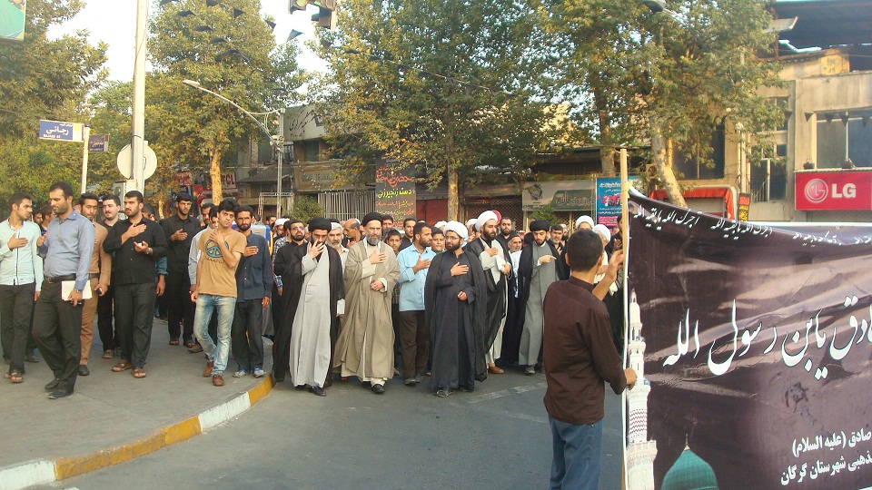 عدالت خواهان گلستان،گزارش تصویری ،گرگان ،حوزه امام صادق ع ،مراسم آیین عزاداری ،دسته روی ،شهادت امام جعفر صادق (ع)