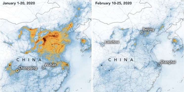 ناسا: کنترل کرونا هوای چین را پاکیزه کرد+تصویر 