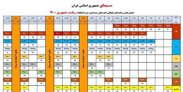 برنامه های تبلیغاتی کاندیداها در رسانه ملی مشخص شد+ جدول